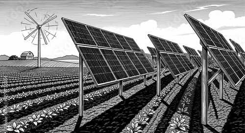 Solar panels on metal stands.