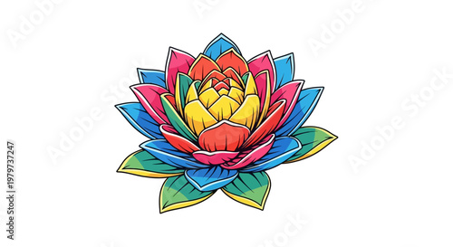 Colorful Lotus Flower Petals Blooming.