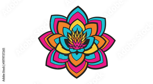 Colorful flower with many petals.