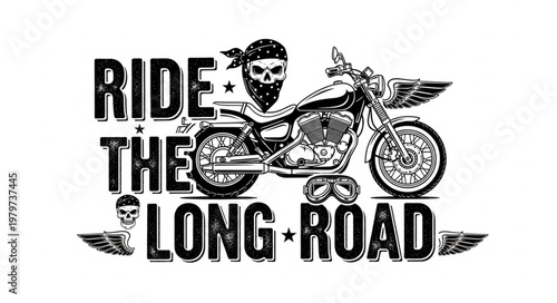 Man Riding Motorcycle Long Road.