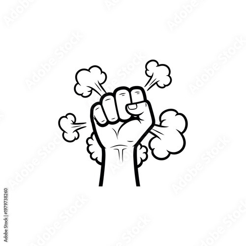 Fist with smoke coming out.