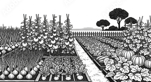 Vegetables Growing in a Farm Garden.