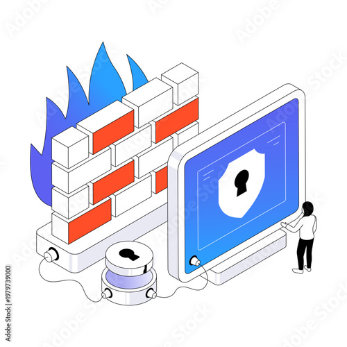 An editable design illustration of firewall