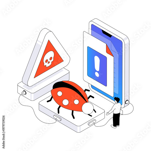 Creative design illustration of mobile virus 