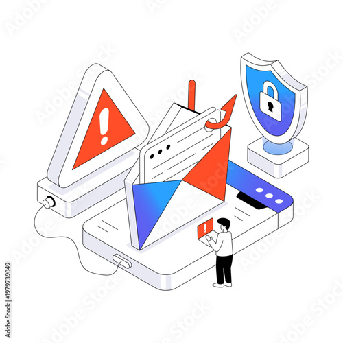 A colored design illustration of email phishing 