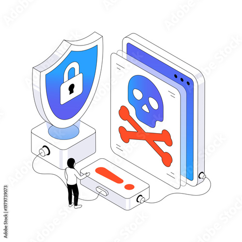 Trendy design illustration of web hacking 