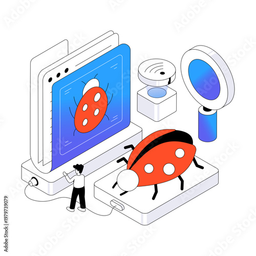 Infected folder illustration, editable vector 