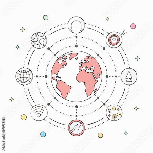 Global network of interconnected digital services and communication around the world.