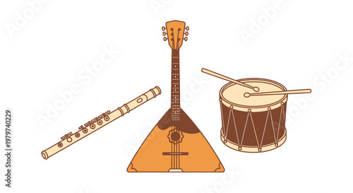 Traditional Indian Musical Instruments Trio.