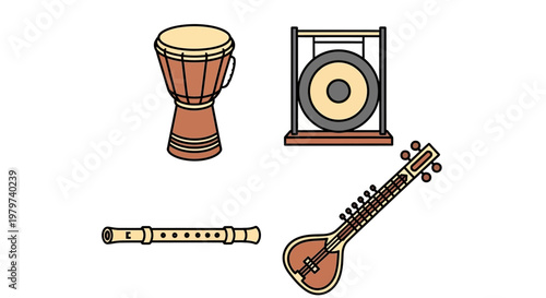 Musical instruments for rhythm and melody.