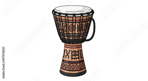 Colorful African Djembe Drum Instrument.