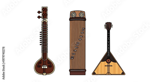 Traditional musical instruments on display.