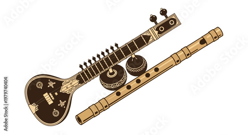 Sitar Musical Instrument Stringed India.