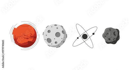 Planets and atomic structure models.