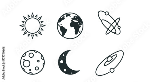 Solar System Celestial Body Icons.