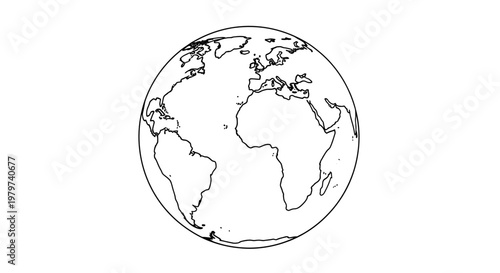 Globe Earth Planet World Map Outline.