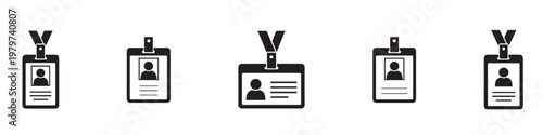 Personal identification card and ID badge icons set for business and office access control. Vector Illustration. EPS 10