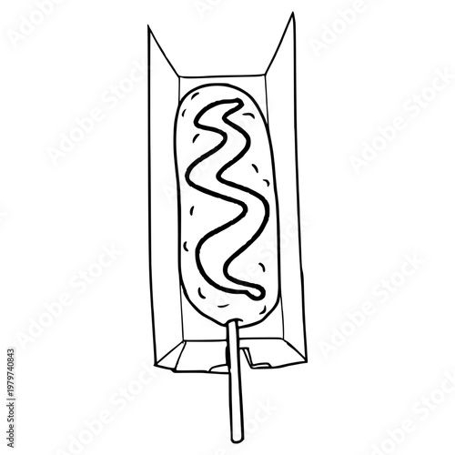 corndog in pack illustration hand drawn outline vector