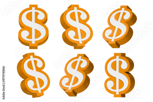 dollar sign icon 3d render gold color