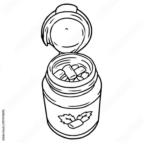 chewing gum jar illustration hand drawn outline vector