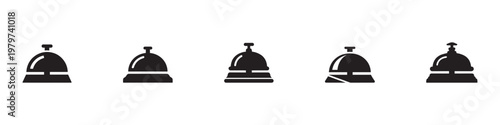Hotel reception service bell icon. Hotel reception service bell icons set for hospitality and customer assistance desk. Vector illustration. EPS 10