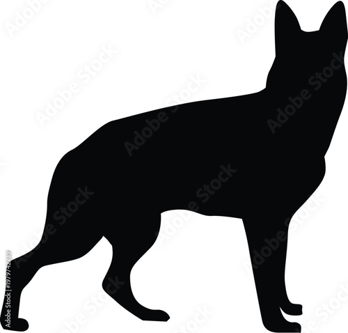 German Shepherd Silhouette in Play Bow Position