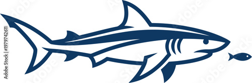 Shark about to consume a tiny fish vector can Editable