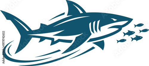 Shark hunting a small school of fish vector can Editable