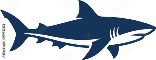 Sleek blue shark swimming forward with sharp fins vector can Editable