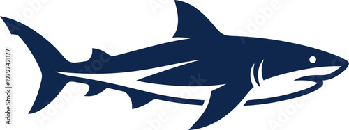 Sleek shark profile with detailed fin and gill features vector can Editable