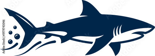 Swimming shark with air bubbles trailing behind vector can Editable