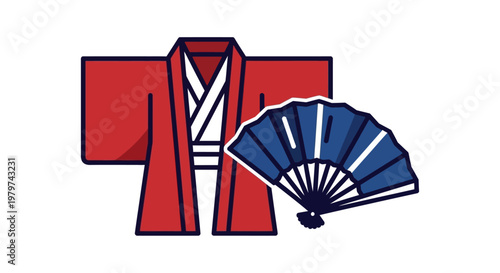 Traditional Japanese Kimono and Fan.