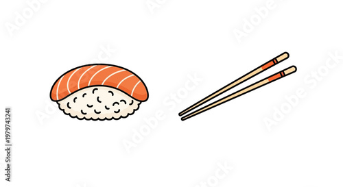 Sushi with chopsticks on plate.