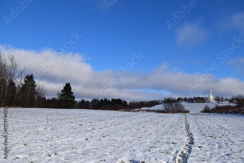 The first snow in autumn, Sainte-Apolline, Québec, Canada
