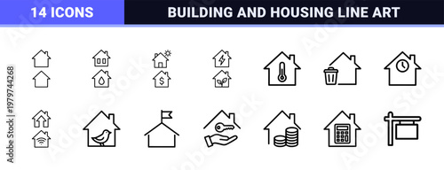 Real estate and home service minimalist line icons