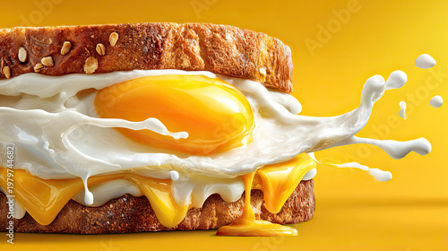 Egg sandwich with cheese splash