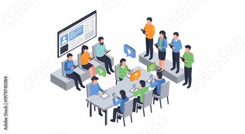 People working together in a meeting.