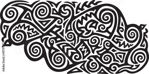 Black and white abstract tribal art design pattern