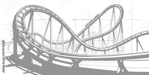 A roller coaster twists through a thrilling ride at an amusement park.