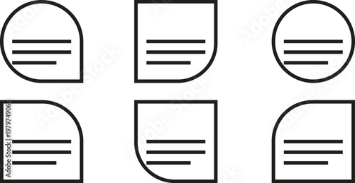 Note and comment icons set with speech bubble and document shapes in outline style ideal for messaging apps, UI design, dashboards and web interfaces