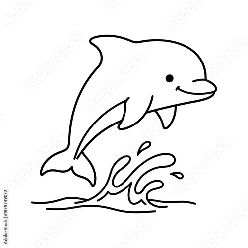 Smiling dolphin jumping out water.