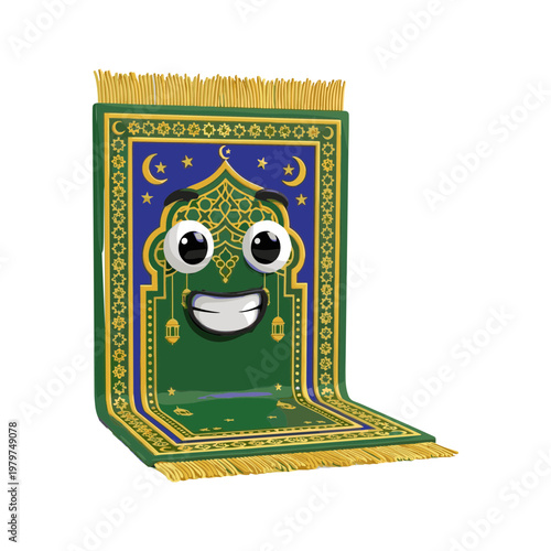 Smiling Islamic Prayer Mat Design.