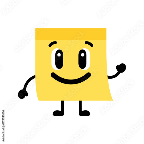 Smiling Yellow Cartoon Paper Character Face.