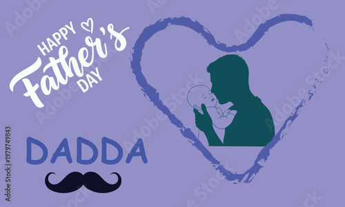 Happy father's day illustration a silhouette of affection and family bond