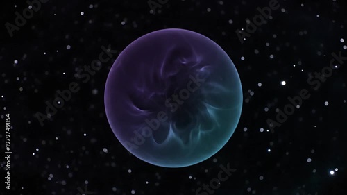 Glowing energy sphere in deep space with stars and light