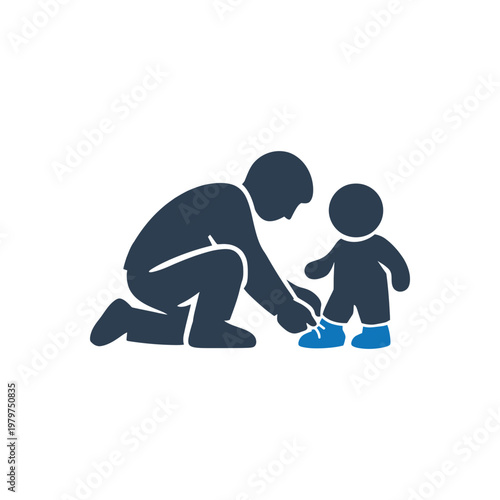 Dad Tying Toddler Shoes Icon