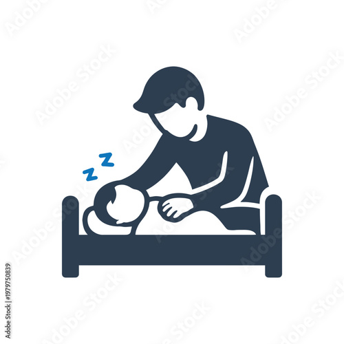 Father Watching Sleeping Child Icon