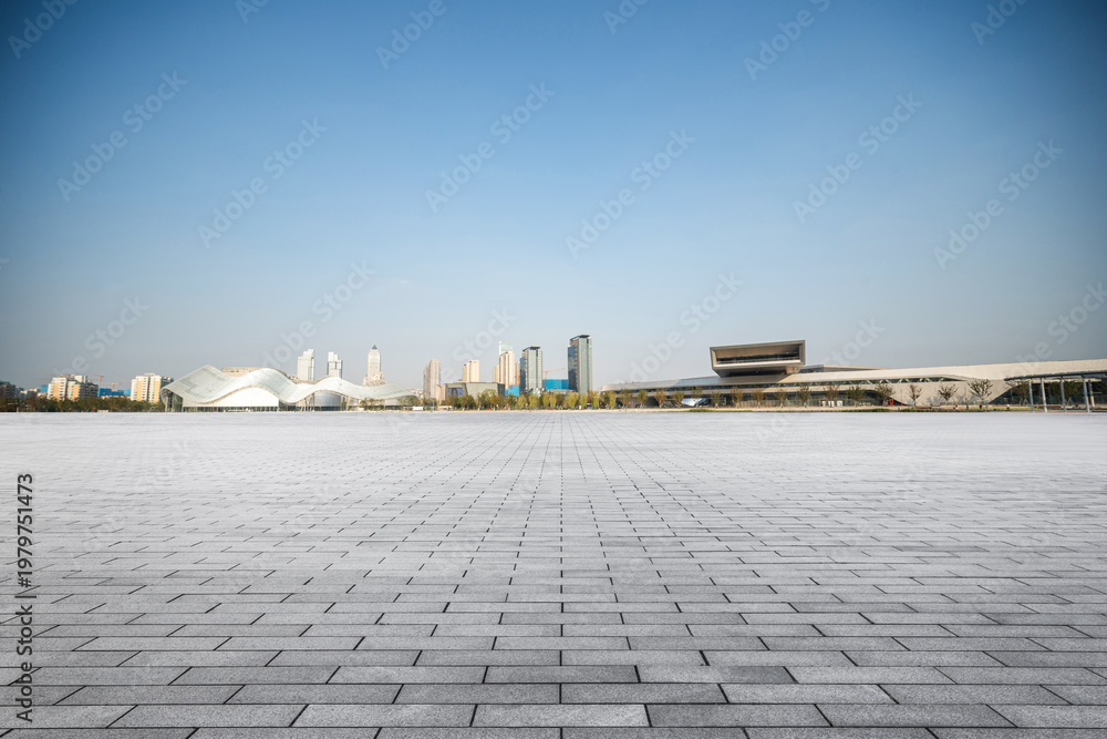 Obraz premium Expansive Urban Landscape Showcasing Modern Architecture Under a Clear Sky