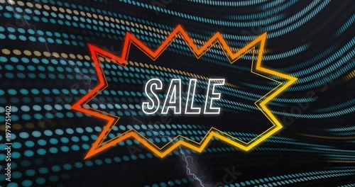 Animation of high score text in speech bubble against dots moving in wave pattern