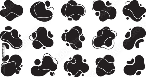 Abstract Black and White Blob Shapes Pattern Background Design